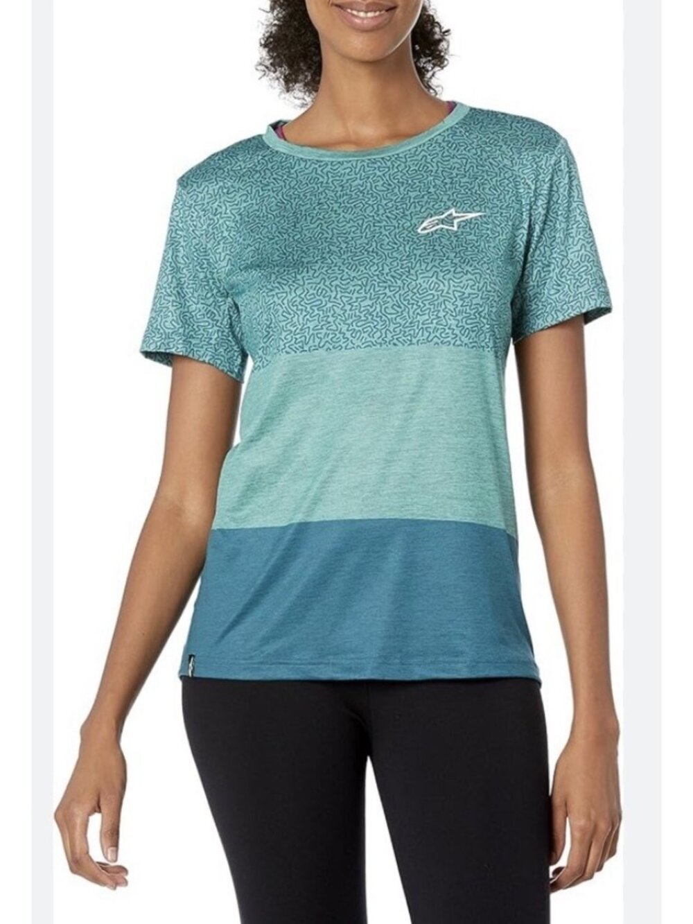 Alpine Stars Blue Still Water Women's Size L Short Sleeve Jersey Shirt READ